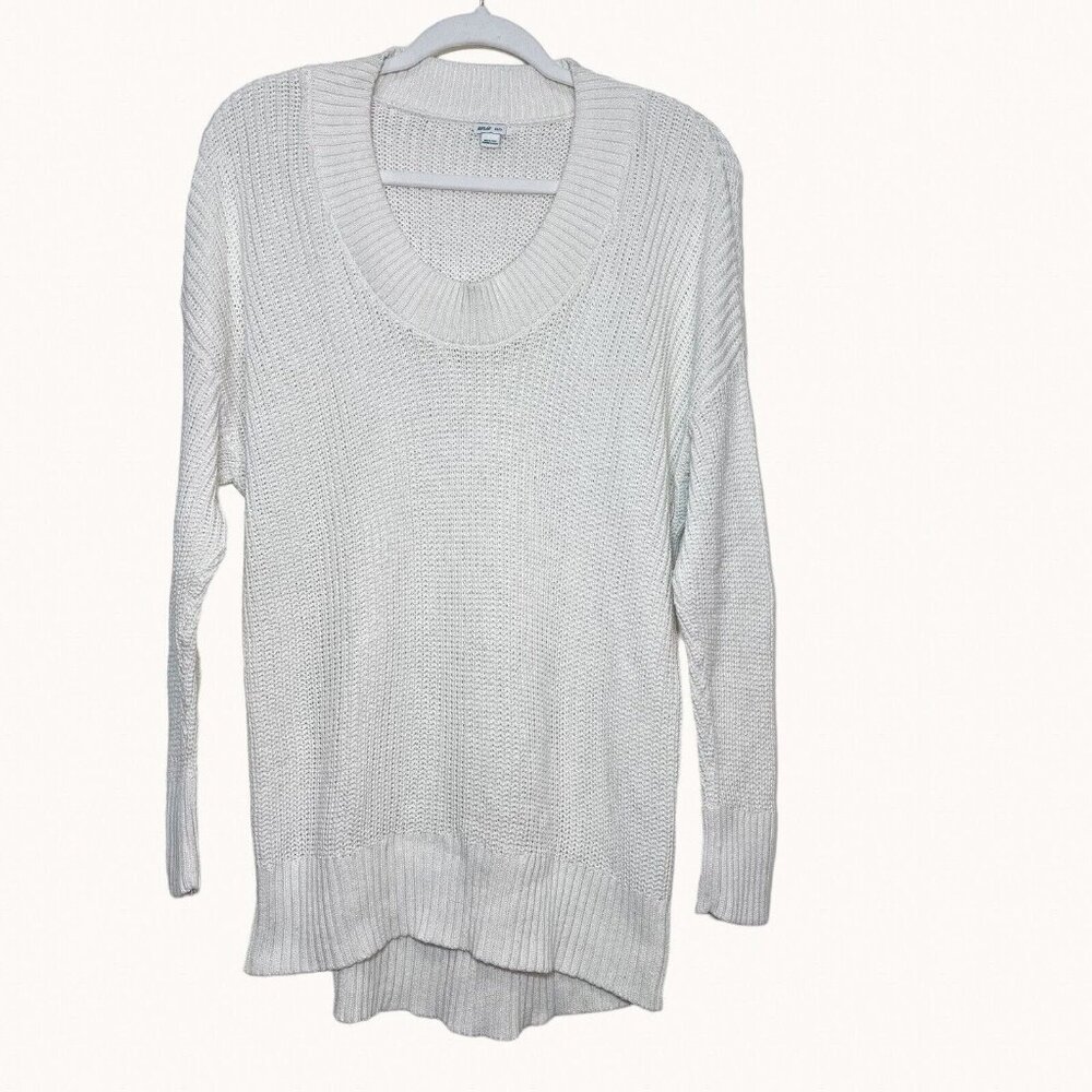 Aerie Oversized Sweater XS Womens Cream Cotton Open Knit Pullover Sz Extra Small